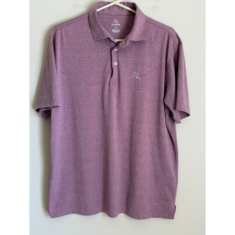 Rhoback Polo Shirt Mens Large Golf Purple Pink Heathered Performance Stretch